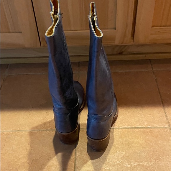 Frye Women's Dark Blue Leather Heeled Boots - Picture 3 of 9